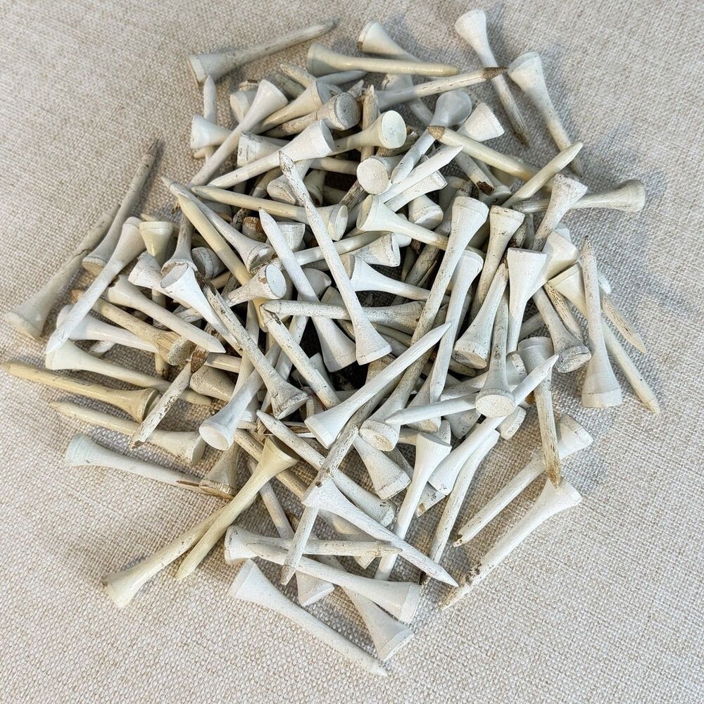White Wooden Golf Tees Bulk Lot 4.6 Oz Assorted Sizes Used Golf Practice Tees